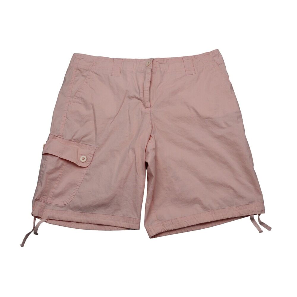 BW Sport Shorts Womens 14 Pink Plain Mid Rise Drawstring Hem Cargo Pockets Chino